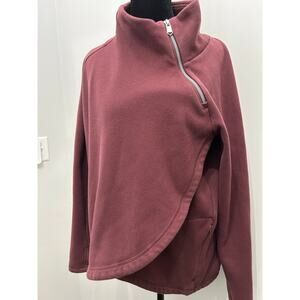Athleta Zip Sweatshirt Fleece Pullover Maroon Burgundy Size M